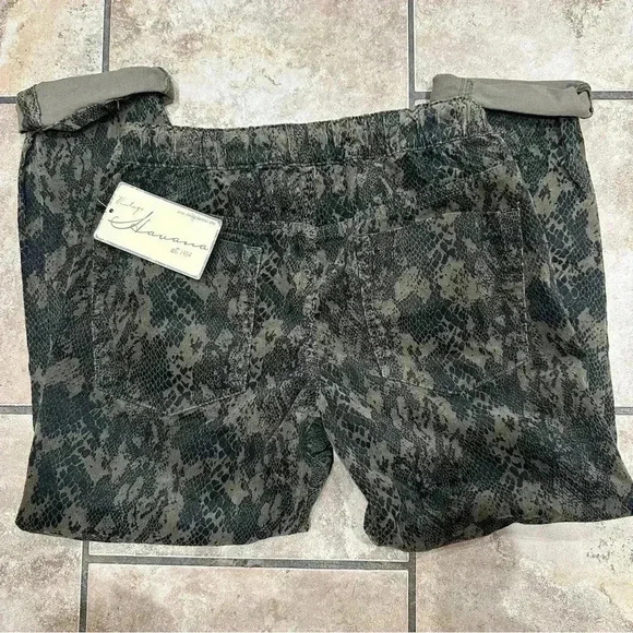 NWT Women’s Vintage Havana Snake Skin Print Joggers Drawstring Brown Pants Small - Picture 3 of 16
